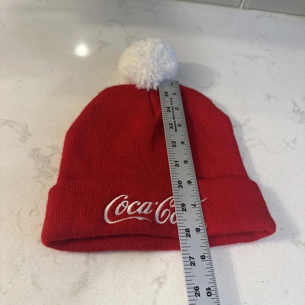Coca-Cola Red‎ Beanie Hat One Size Cuffed Pom Pom